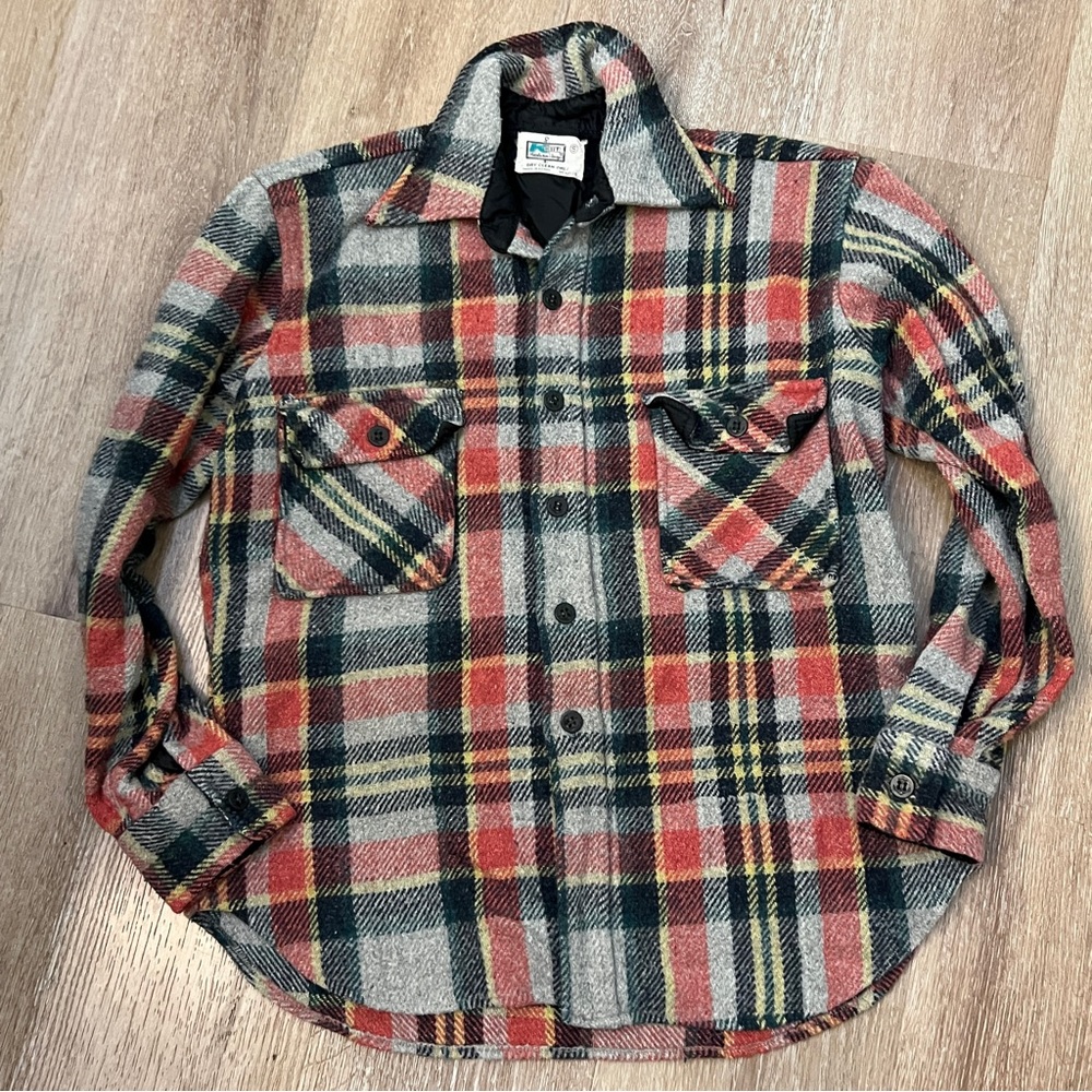 Vintage Men’s Black & Orange Plaid Work Shirt